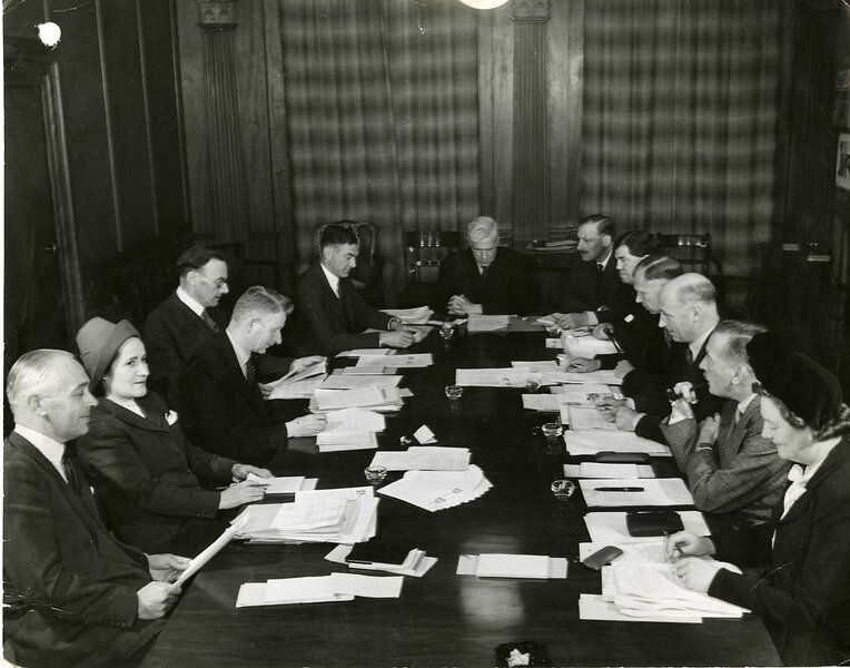 Early meeting of the Design Council founded by Winston Churchill in 1944